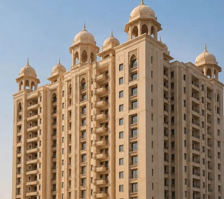 Modern high-rise buildings under construction in Rajasthan after building height restrictions are eased